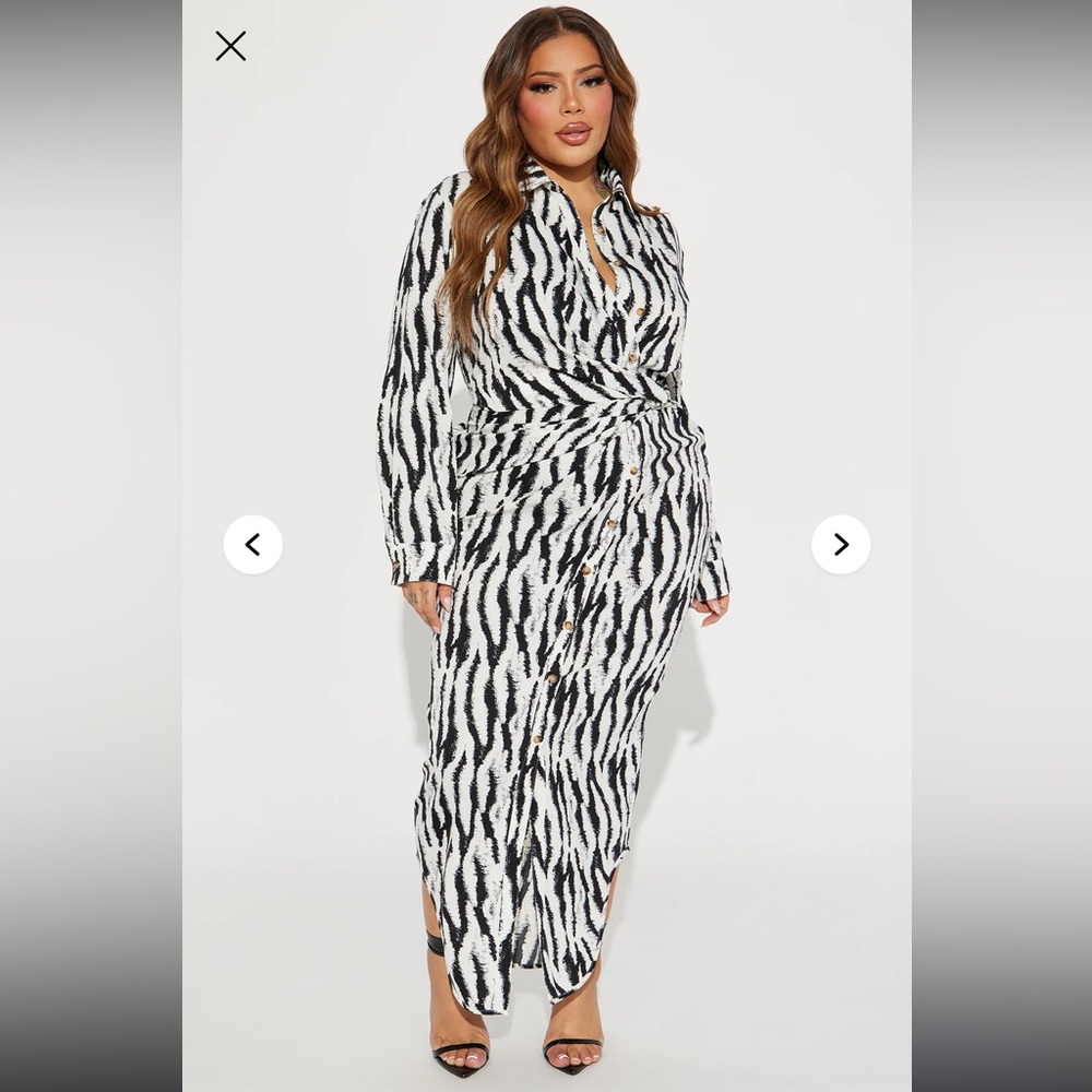 Fashion Nova Monochrome Animal Print Maxi Dress, Size 1X, NEVER BEEN WORN